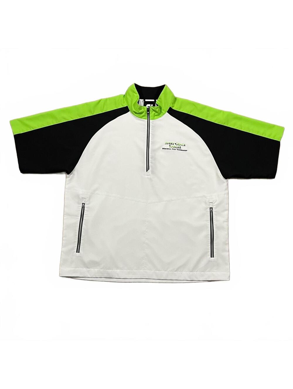 FJ Footjoy Mens Golf Windshirt Short Sleeve White Green Size XL